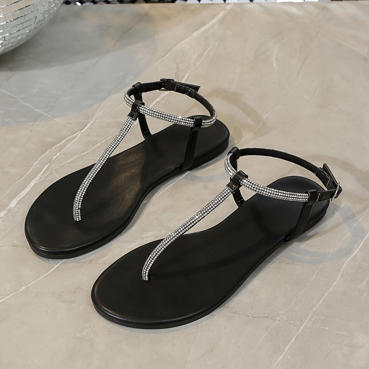 Damen Glitzer T-Bar Sandalen für festliche Anlässe und Urlaub