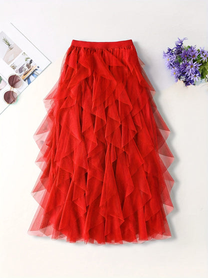 Damen Maxirock mit Rüschen für festliche Anlässe und elegante Outfits