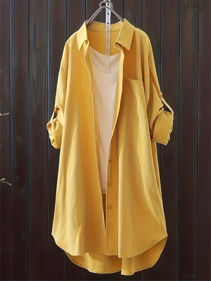 Damen Oversize Hemdblusenkleid im Casual-Look – Lässiges Shirtkleid für Alltag und Freizeit