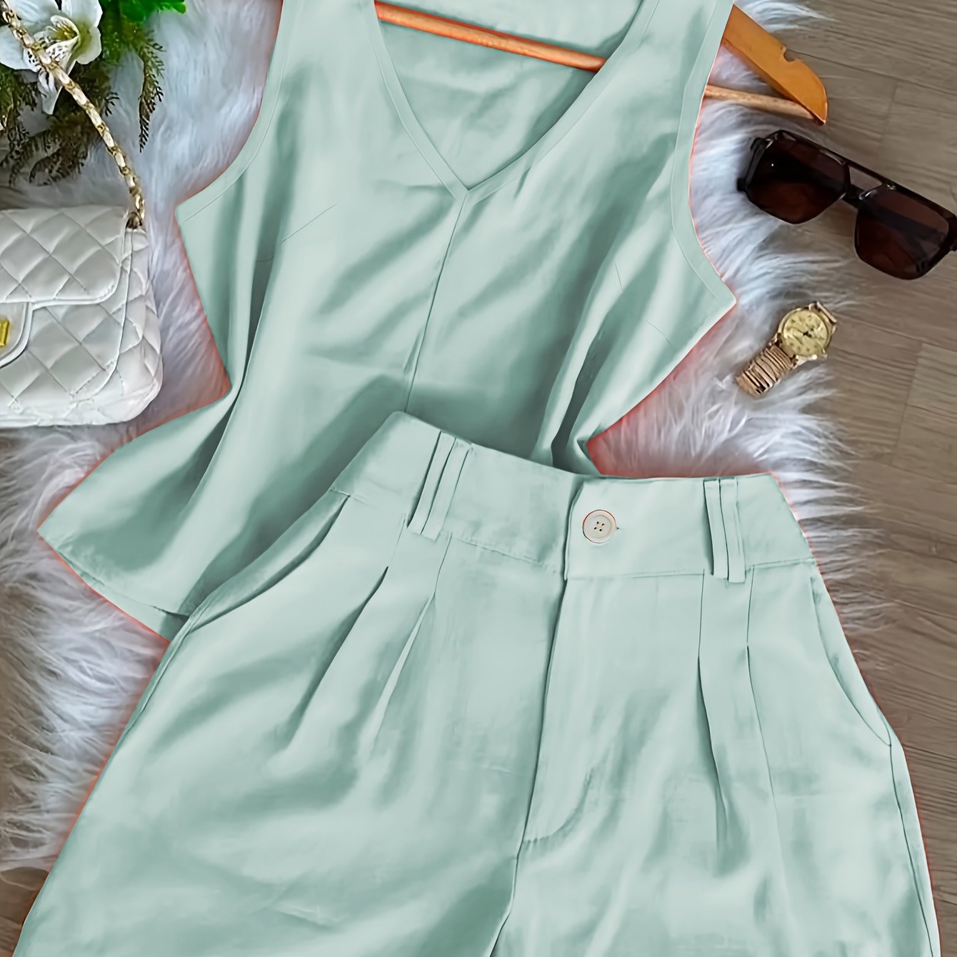 Damen Sommer Set – Elegantes ärmelloses Top und High-Waist Shorts, Casual Chic für Alltag & Urlaub