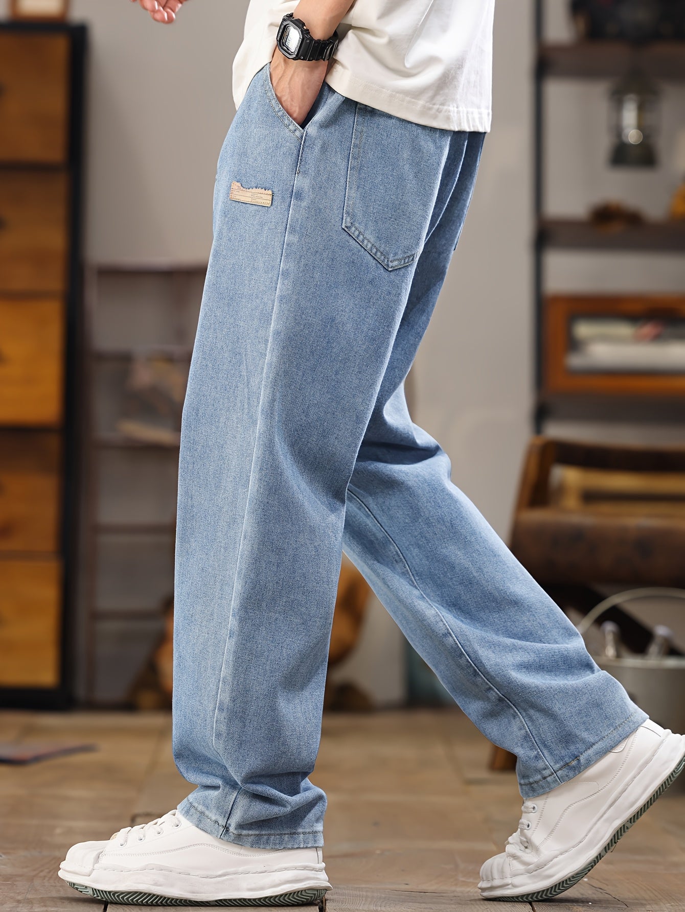 Herren Relaxed Fit Jeans Jogger mit Kordelzug – Lässige Freizeitmode
