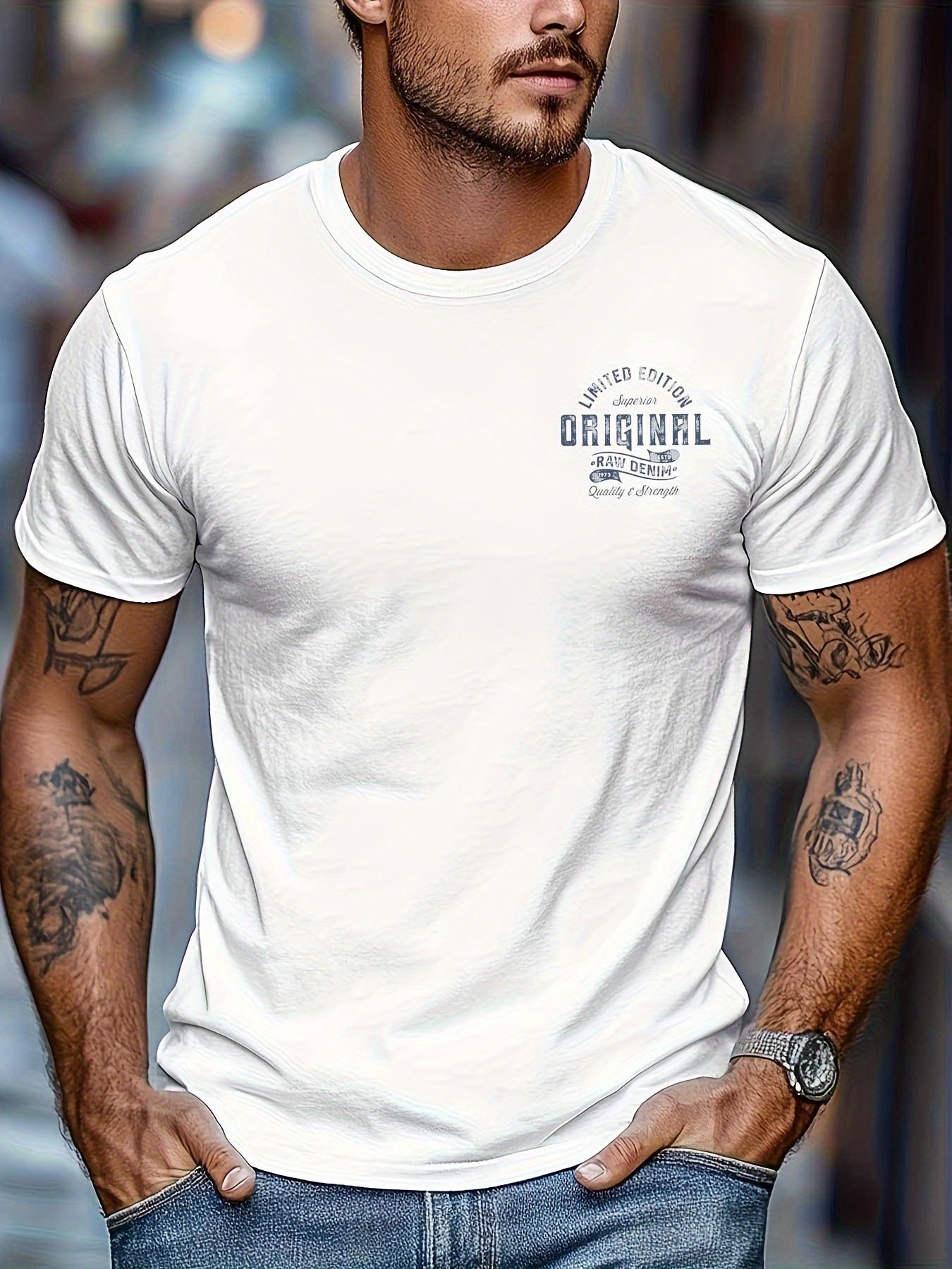 Herren T-Shirt Original Raw Denim Limited Edition – Casual Streetwear für Alltag und Freizeit