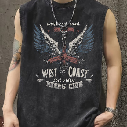 Herren Vintage Biker Muskelshirt – West Coast Lost Riders Club Print, Streetwear Tanktop