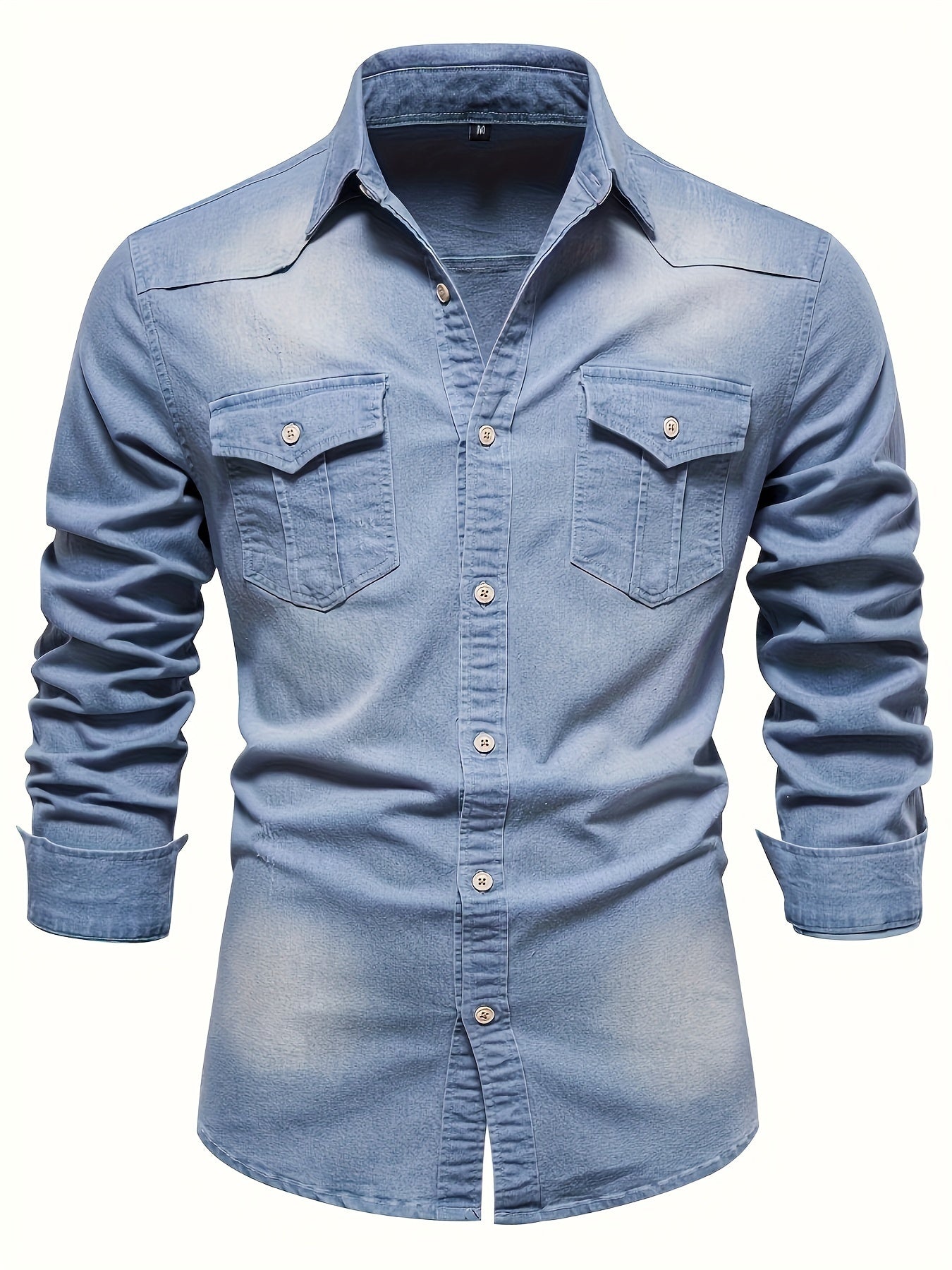 Herren Freizeithemd im Denim-Look – Modernes Langarmhemd mit Brusttaschen