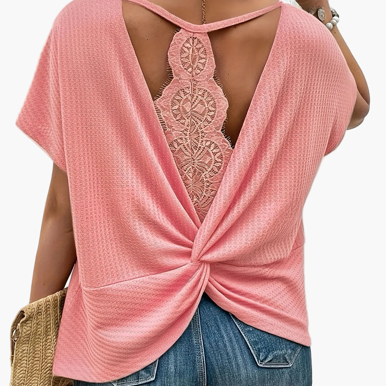 Damen Sommer Strickshirt Elegant Locker Freizeit Kurzarm
