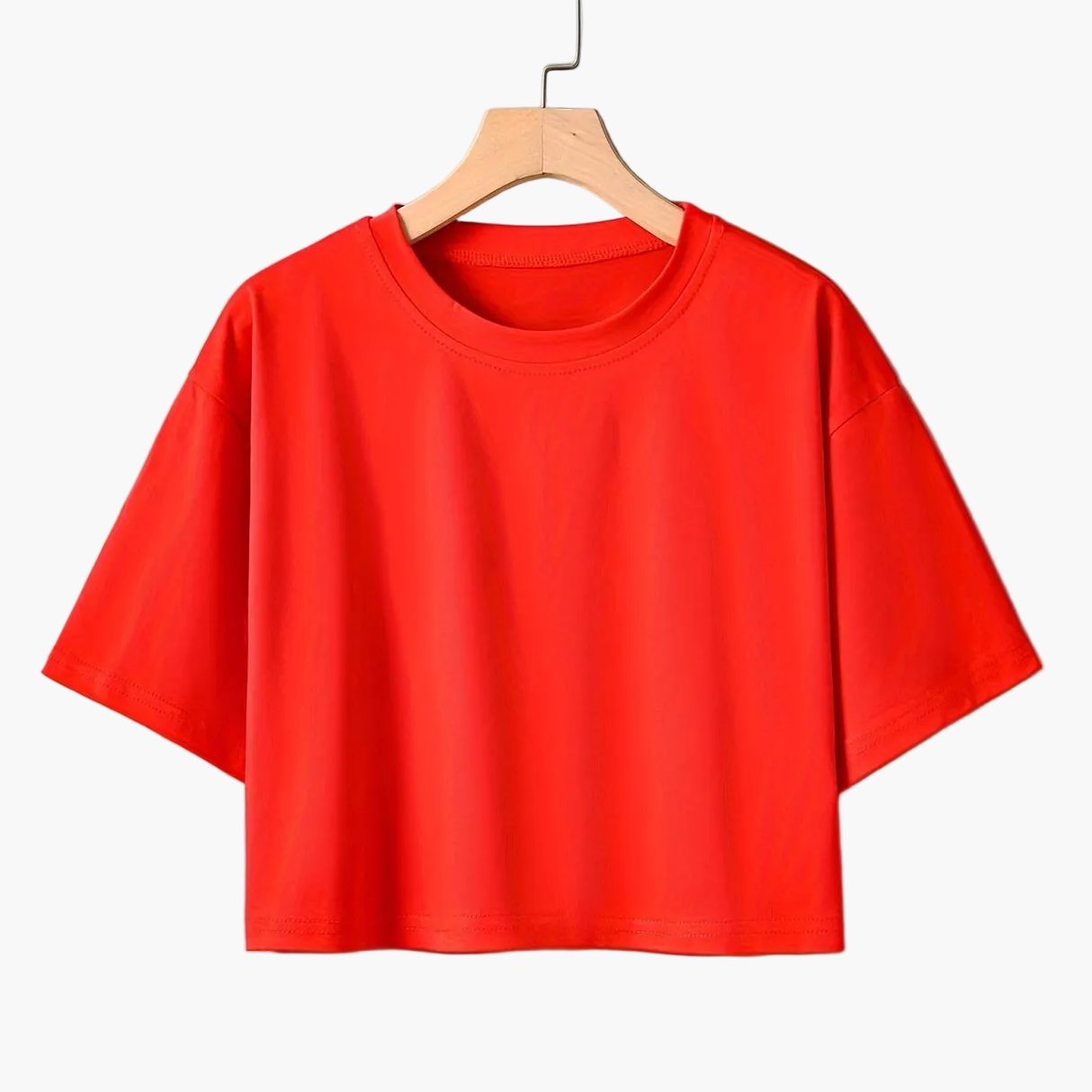 Damen Crop Top Basic Locker Freizeit T-Shirt Kurzarm Rundhals