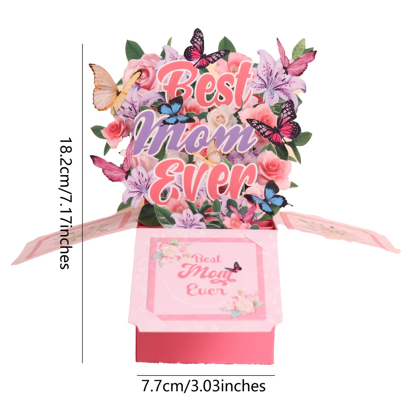 Pop-up Grußkarte zum Muttertag – Best Mom Ever – 3D Blumenstrauß Dekor für Frauen