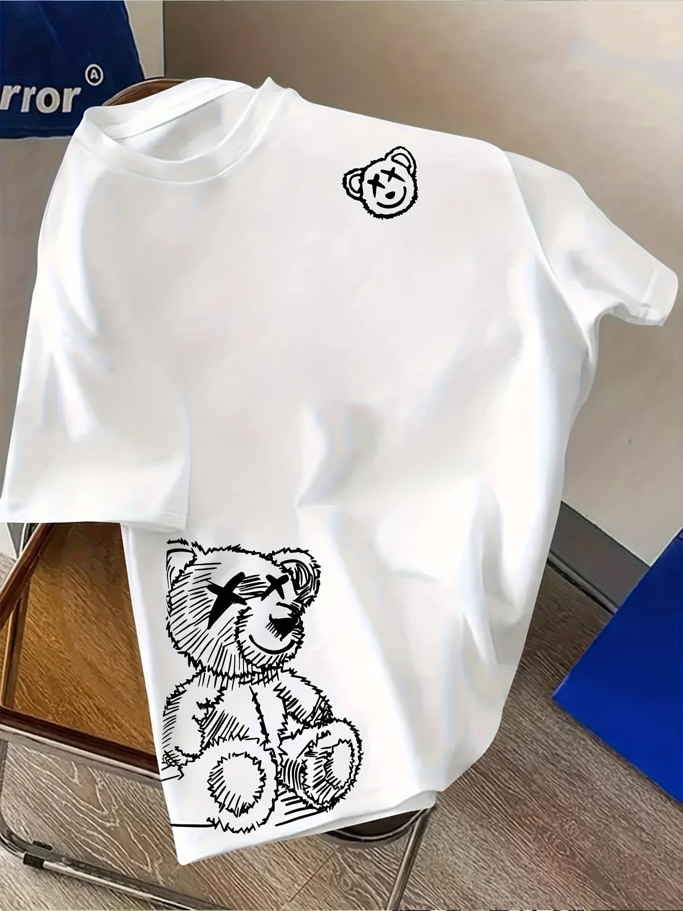 Herren Streetwear T-Shirt mit Kunst-Bär Grafik und modernem Sketch-Design