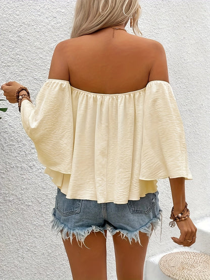 Damen Bluse im Off-Shoulder Stil mit weitem Schnitt für lässige Eleganz