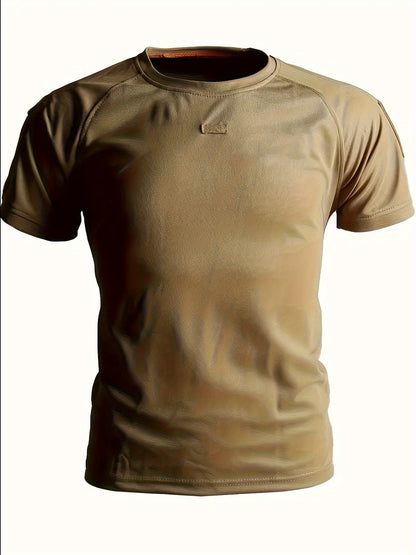 Herren Taktisches Kurzarmshirt mit Schultertaschen und Patch-Flächen – Outdoor & Einsatz