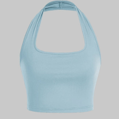 Damen Halterneck Crop Top – Rückenfrei, Sommer, Modisch, Freizeit