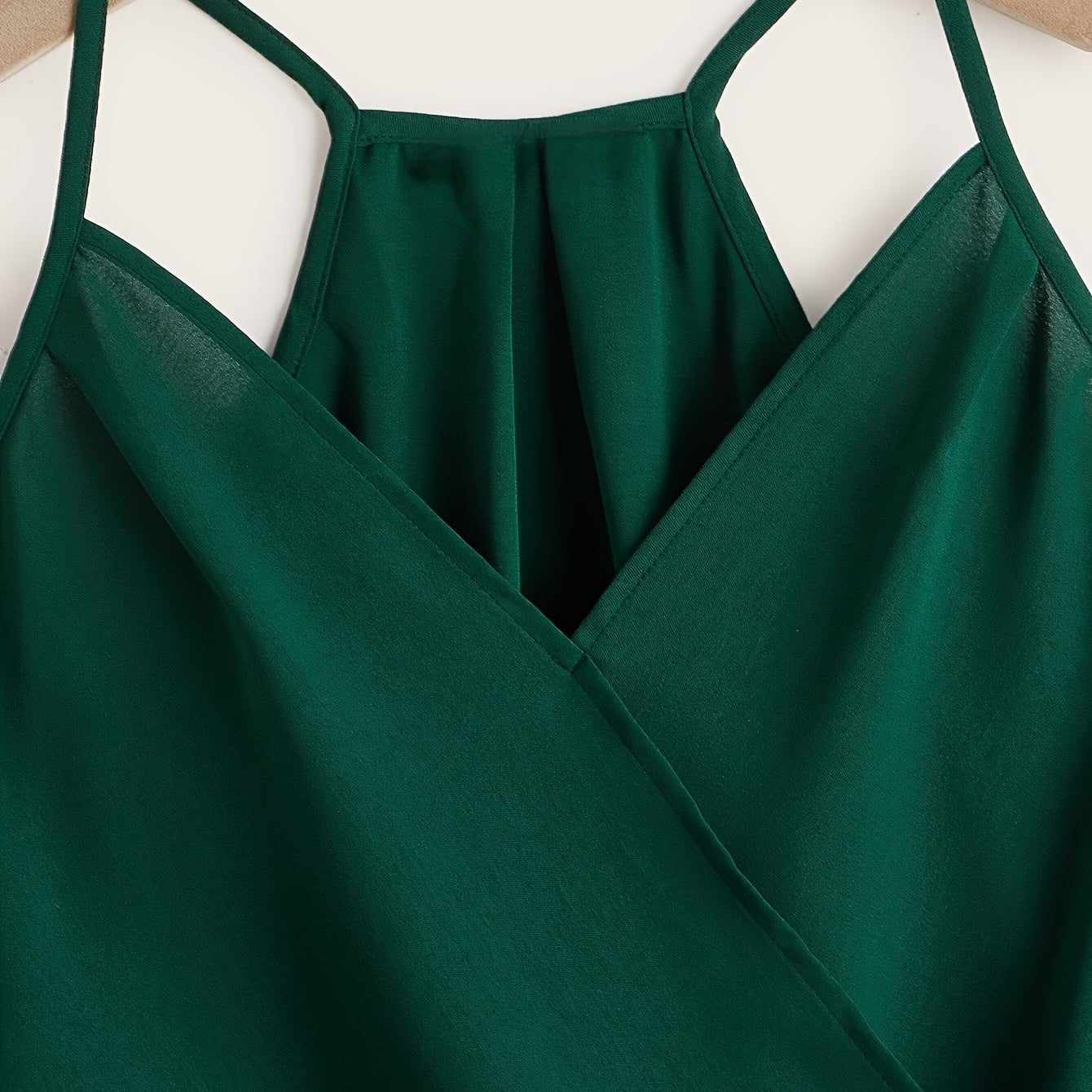 Damen Ärmellose Drapierte Halfterbluse mit Überlappungsdesign