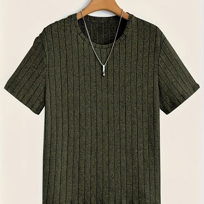 Herren T-Shirt mit vertikalem Rippendesign – Modernes Kurzarm Basic für stilvolle Outfits