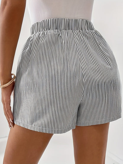 Damen Elegante High Waist Shorts mit Streifenmuster – Perfekt für Alltag & Freizeit