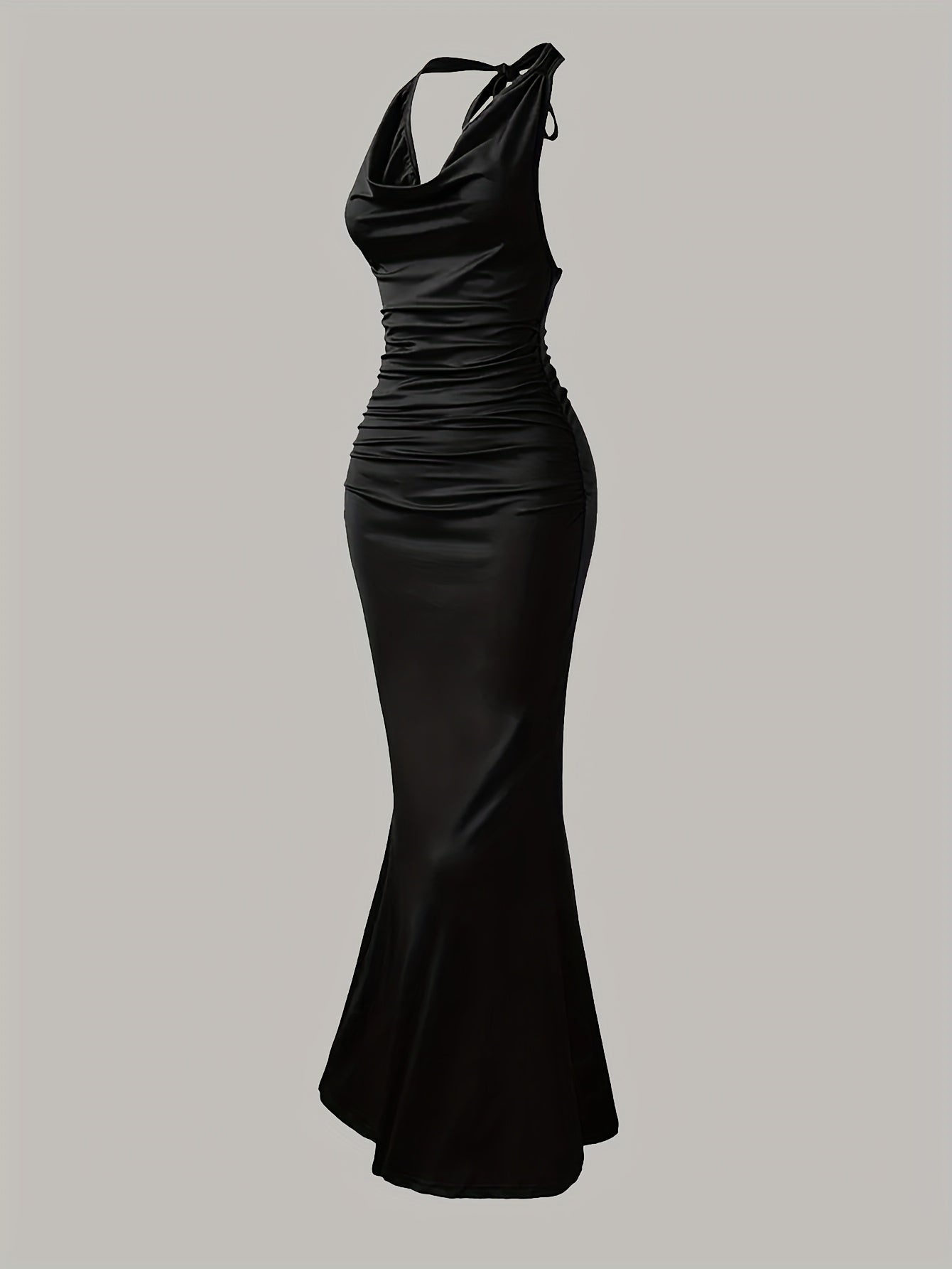 Damen Abendkleid Elegantes Maxikleid mit Wasserfallausschnitt und Rückenfrei für besondere Anlässe