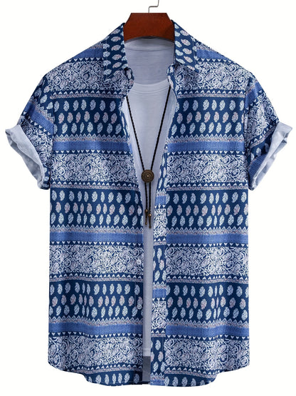 Herren Kurzarm Resorthemd mit Muschel-Print – Stilvolles Freizeithemd für Strand und Urlaub