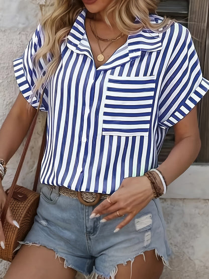 Damen Bluse im Streifen-Design – Eleganter Sommer-Look für Freizeit und Alltag