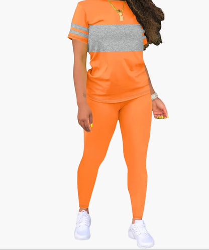 Damen Sportliches Freizeit-Set – Zweiteiliges Outfit mit T-Shirt und Leggings für Alltag & Fitness