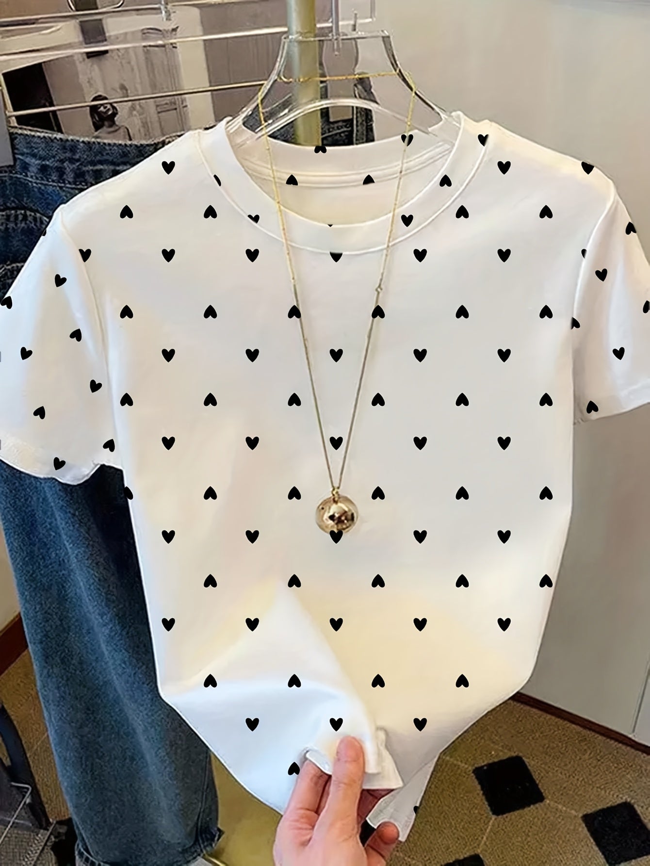 Damen Polka-Dot T-Shirt im eleganten Casual-Stil – Perfekt für Alltag und Freizeit