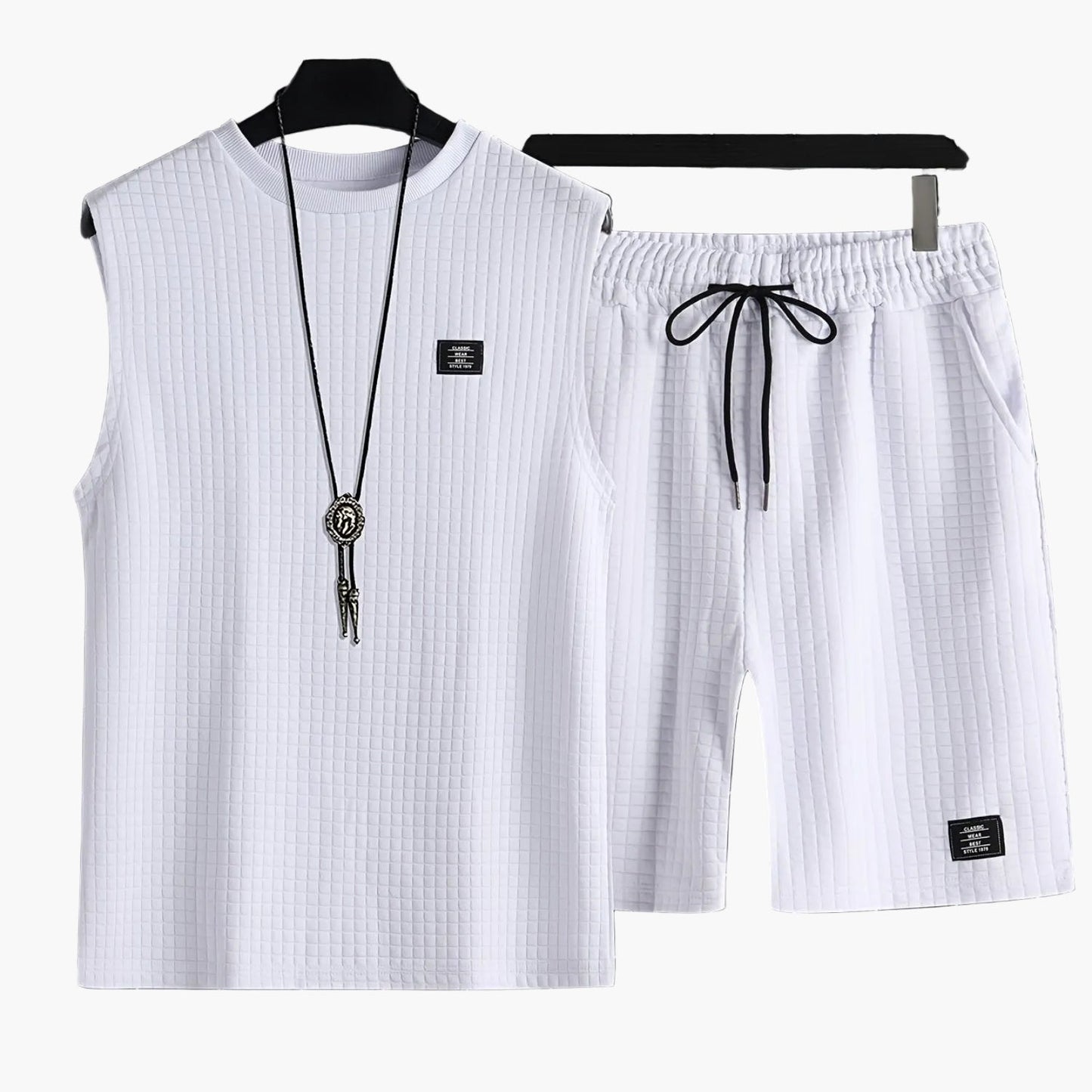 Herren Freizeit Tanktop-Set im modernen Karo-Look – ärmelloses Oberteil und Shorts, ideal für Sommer & Freizeit