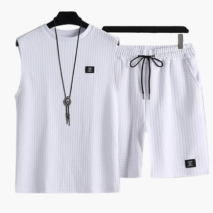 Herren Freizeit Tanktop-Set im modernen Karo-Look – ärmelloses Oberteil und Shorts, ideal für Sommer & Freizeit