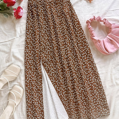 Damen Midi-Rock mit Blumenmuster und Schlitz – Eleganter Freizeitrock für Alltag & Ausgehen