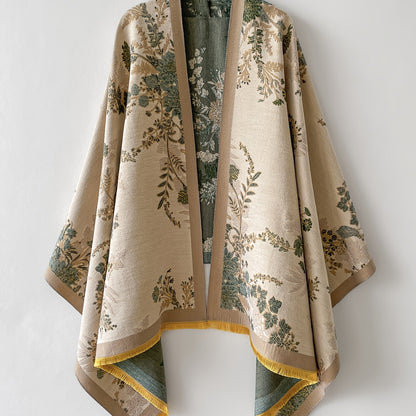 Damen Kimono Cardigan mit floralem Vintage-Muster – Elegante offene Umhangjacke für Freizeit und besondere Anlässe