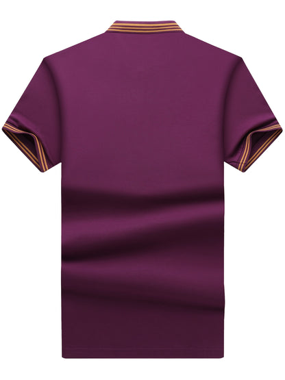 Herren Polo Shirt Klassisch Sportlich mit gesticktem Wappen und Kontrastkragen – Freizeit & Business