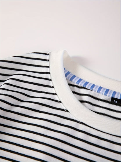 Herren T-Shirt mit Streifenmuster – Kurzarm, Zeitloser Stil, Vielseitig für Alltag und Freizeit