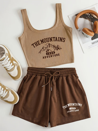 Damen Lounge-Set mit Print „The Mountains Adventure“ – Sportlich & Bequem für Freizeit und Homewear