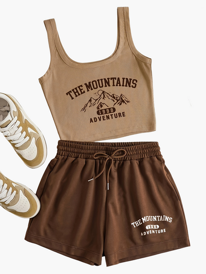 Damen Lounge-Set mit Print „The Mountains Adventure“ – Sportlich & Bequem für Freizeit und Homewear