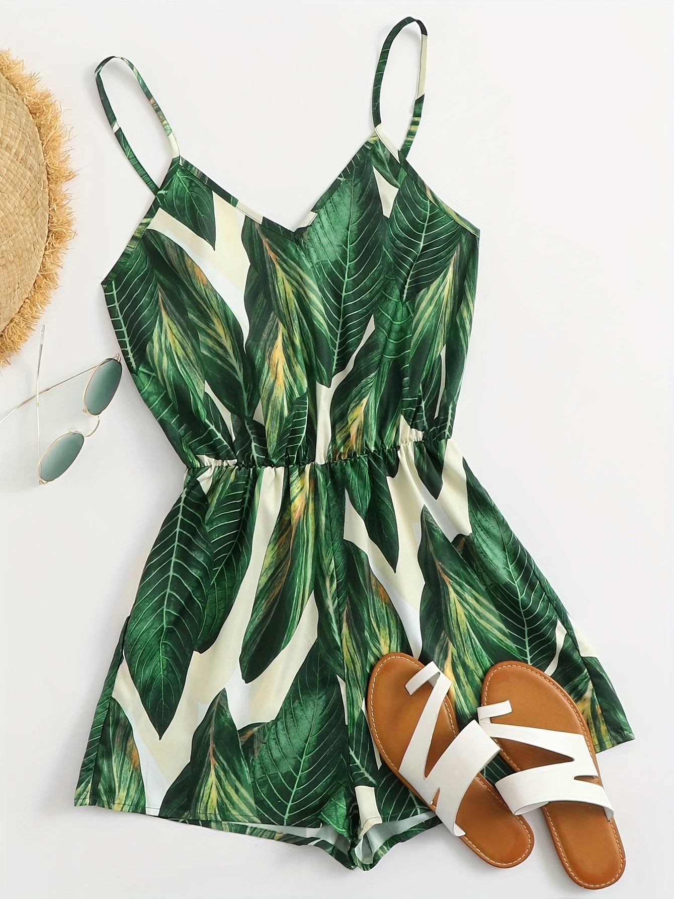 Damen Jumpsuit im tropischen Look – Sommerlicher Einteiler für Urlaub & Freizeit