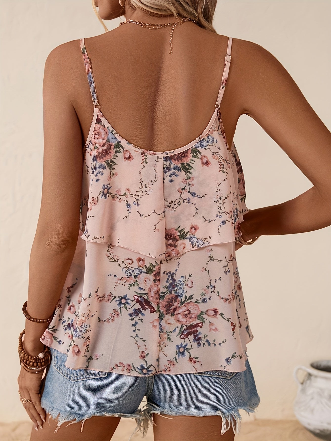 Damen Rüschentop mit floralem Design für Sommer