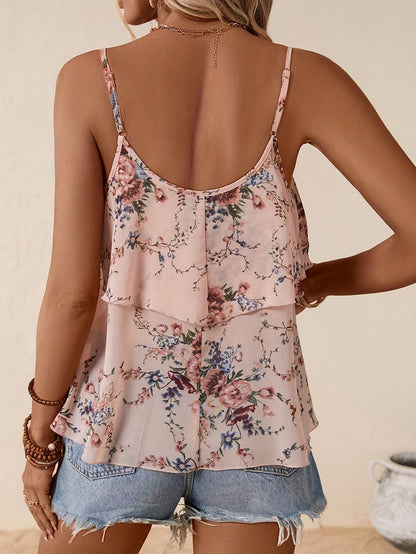 Damen Rüschentop mit floralem Design für Sommer