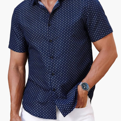 Herren Kurzarm Freizeithemd mit modernem Muster – Perfekt für Sommer und Alltag