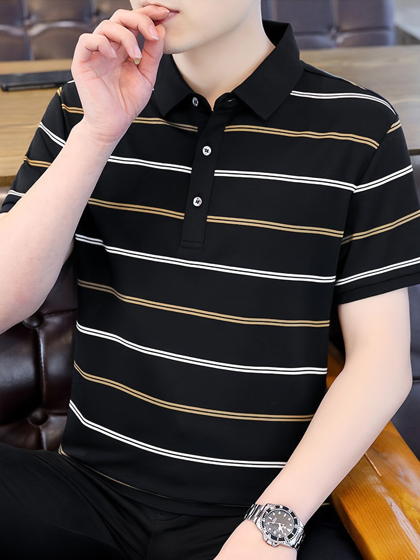 Herren Poloshirt mit Streifen – Stilvolles Freizeit- und Business-Oberteil