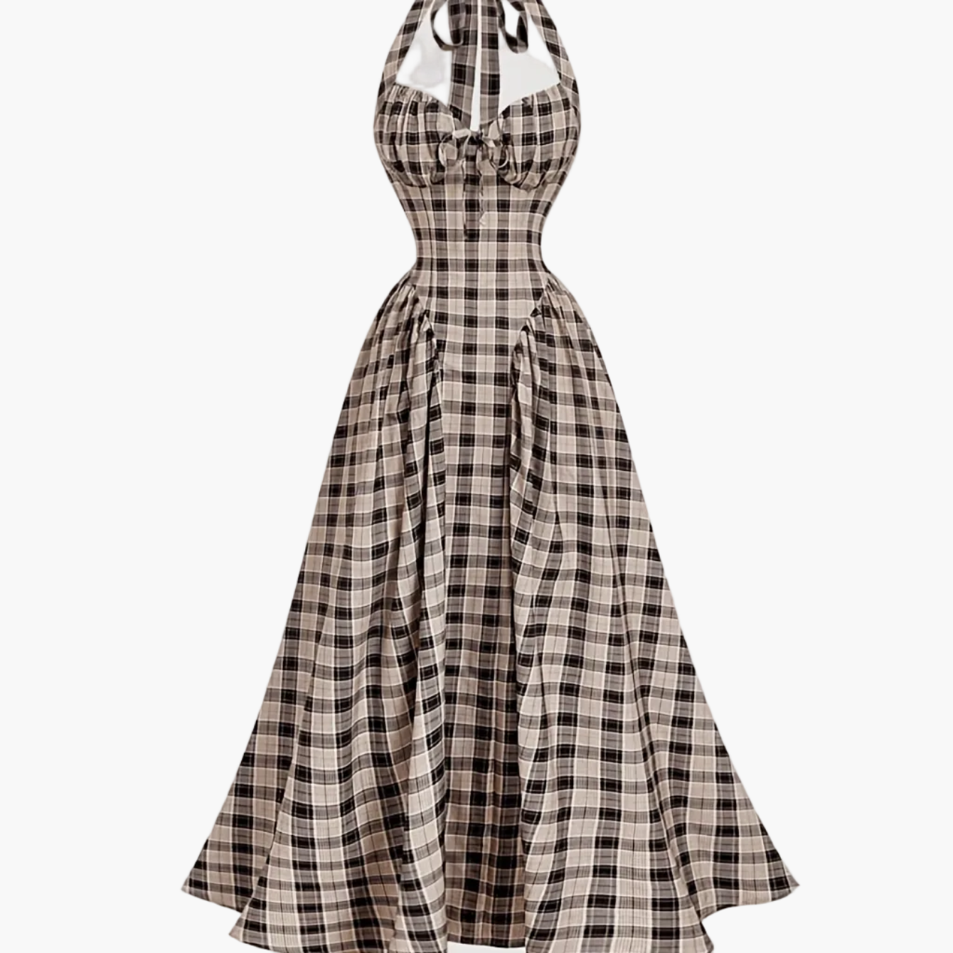 Damen Vintage Cocktailkleid mit Halterneck und schwingendem Rock – Elegantes Retro Abendkleid