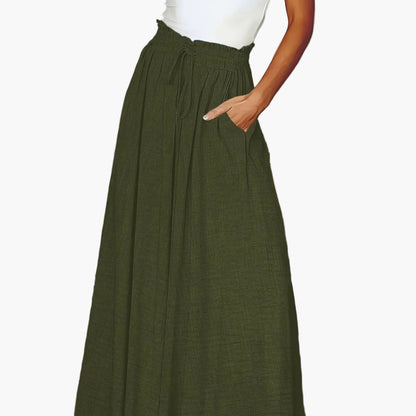 Damen Elegante Weite High Waist Palazzo Hose mit Taschen – Perfekt für Alltag und Büro