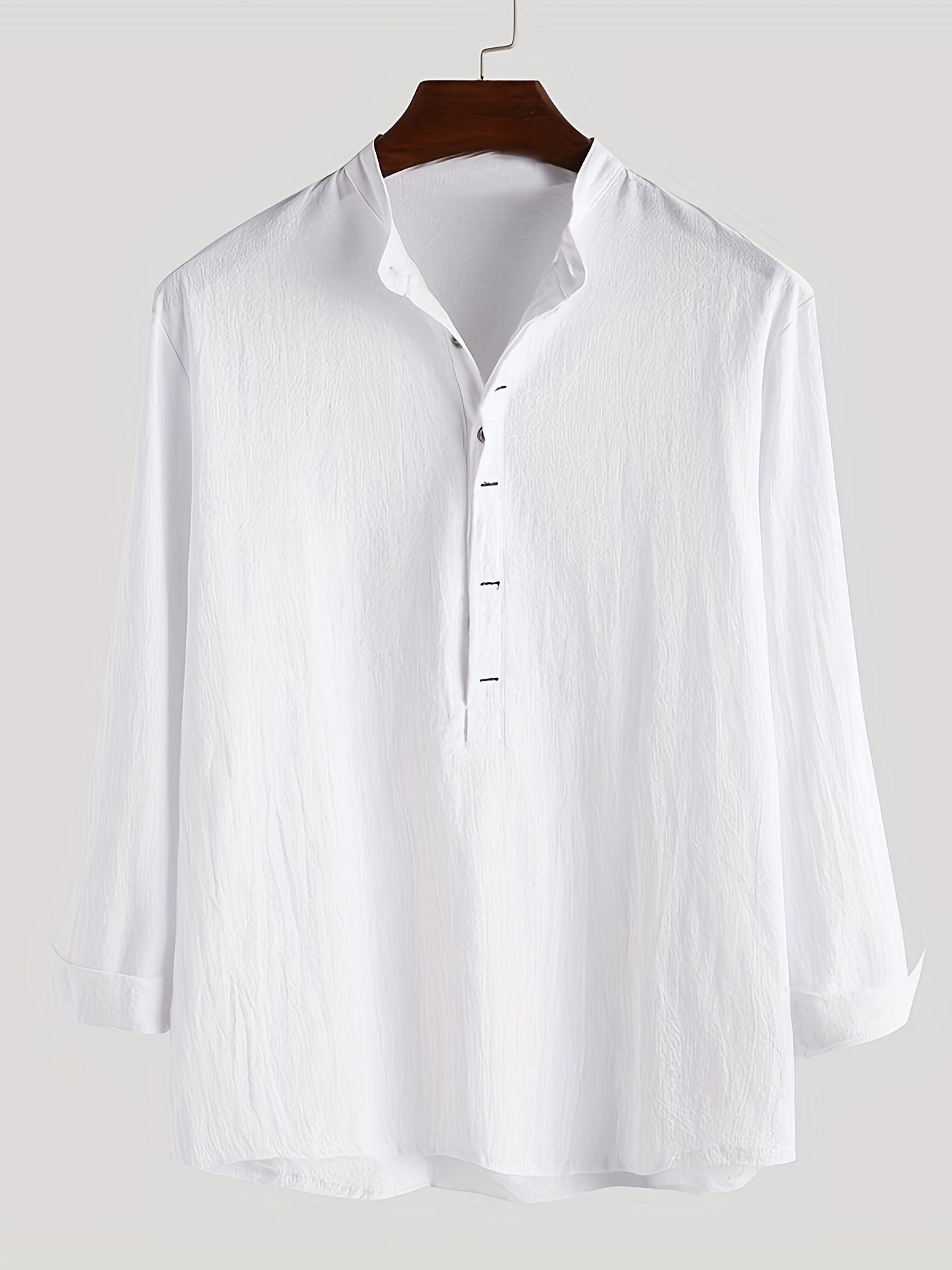 Herren Henley Langarmshirt mit Stehkragen und Knopfleiste – Modernes Freizeitoberteil für stilvolle Anlässe