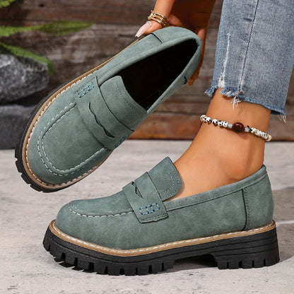 Damen Freizeit-Loafer mit Profilsohle – Bequeme Slip-On Schuhe für Alltag und Büro