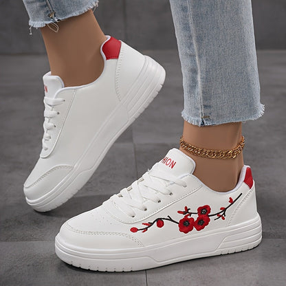 Damen Sneaker im eleganten Stil mit floraler Stickerei – Bequeme Freizeitschuhe für Alltag und Streetwear