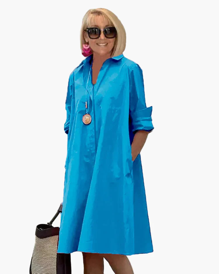 Damen Hemdblusenkleid Elegant Freizeitmode – Lockerer Schnitt, Modischer Stil, Perfekt für Alltag und Urlaub