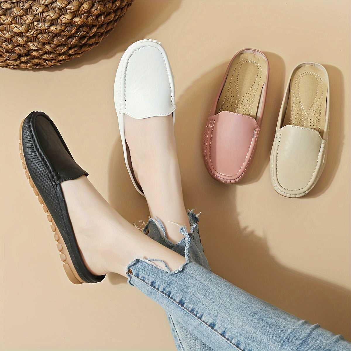 Damen Mokassins Bequeme Slipper für Alltag und Freizeit