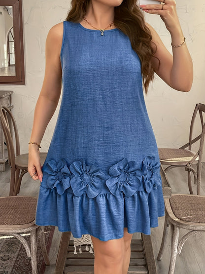 Damen Kleid mit Blumendetails und Rüschensaum für Freizeit und Sommer