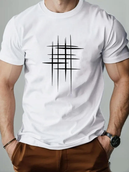 Herren Grafik T-Shirt mit modernem Linien-Design – Lässiges Statement für Alltag und Freizeit