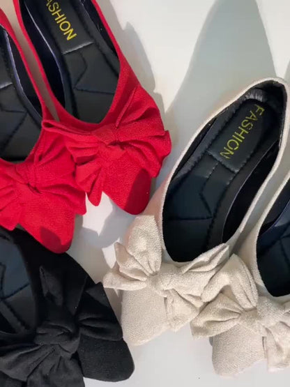Damen Ballerinas mit Schleife und spitzer Zehenpartie – Elegante Flats für Alltag und Anlass