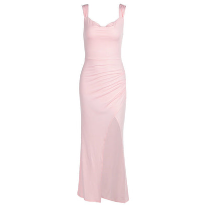 Rebecca – Schlankes ärmelloses Kleid mit Schlitz und Rückenschleife