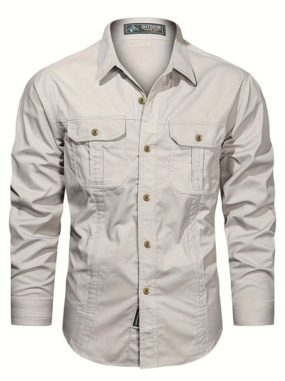 Herren Outdoor-Freizeithemd im Utility-Stil – Langarm, Casual, ideal für Abenteuer und Alltag
