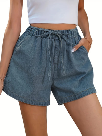 Damen Freizeit-Shorts mit lockerem Schnitt und Kordelzug – Bequeme Jeansshorts für Alltag und Sommer