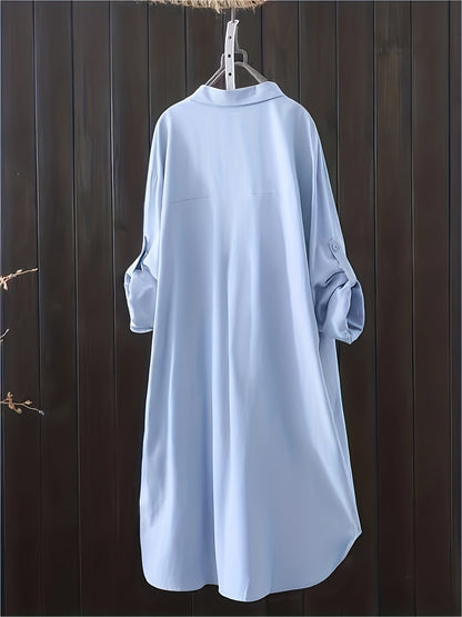 Damen Oversize Hemdblusenkleid im Casual-Look – Lässiges Shirtkleid für Alltag und Freizeit